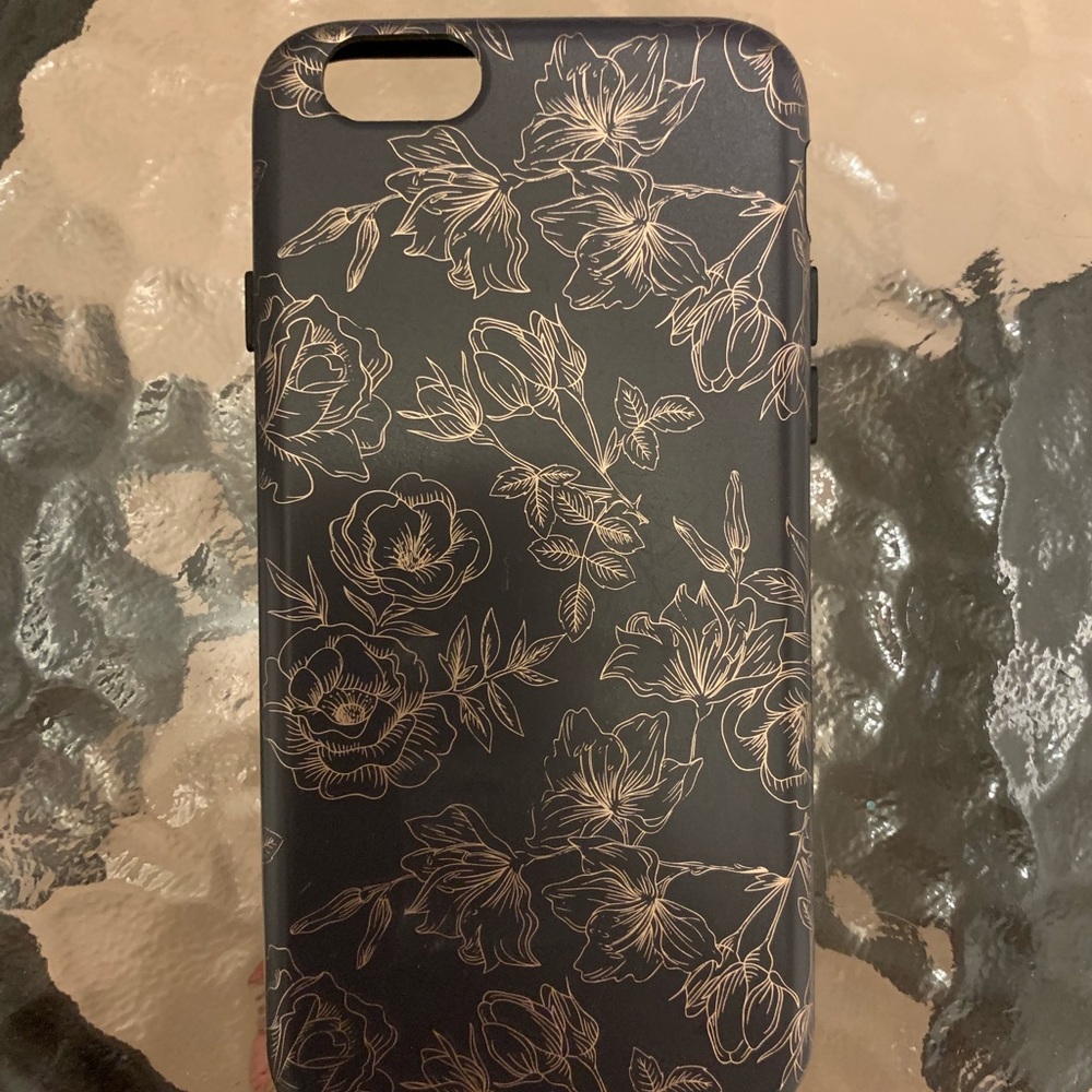 Matte black gold floral Velvet Caviar 6/6s case
